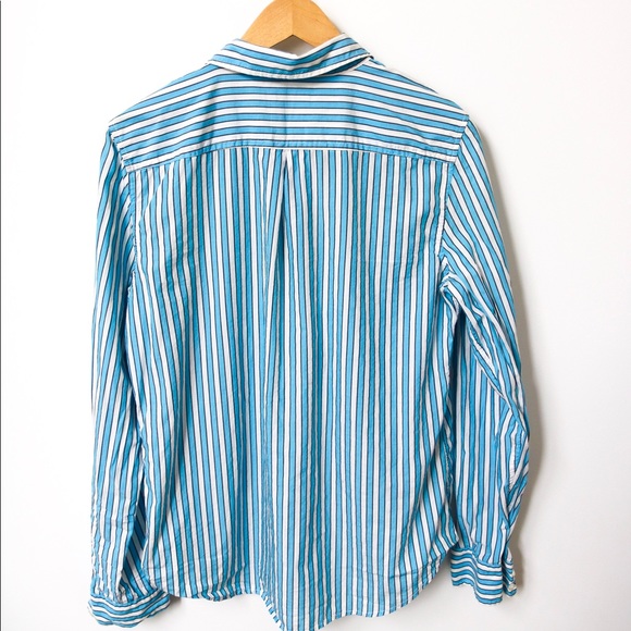 American Eagle Blue & White Striped Button Up Top - Picture 4 of 6